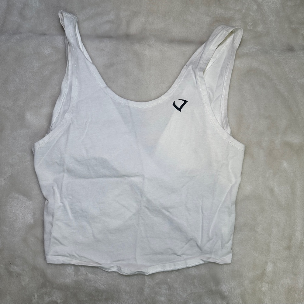 Gymshark White Cross-back Cropped Tank Top Size XS